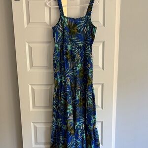 Tropical Blue and Green Maxi Dress